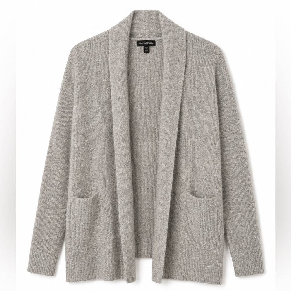 Banana Republic Merino Wool Alpaca Cardigan
Gray Open Front Shawl Collar Sz S P